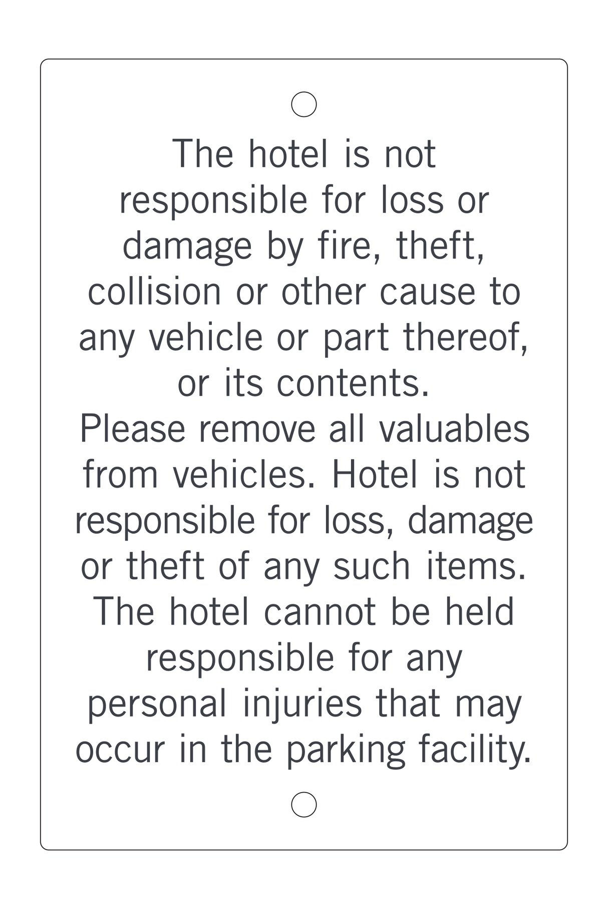 Hyatt Place 2019 Parking Lot Disclaimer
