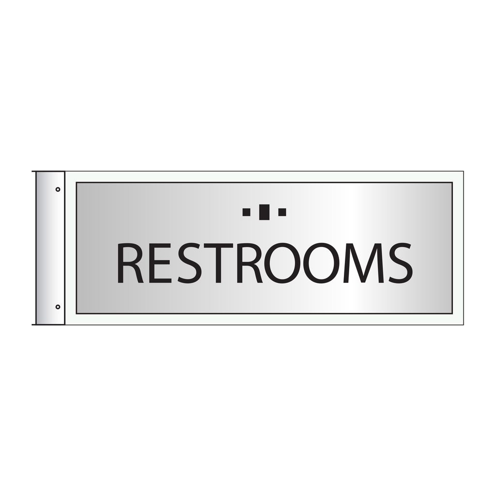 Marriott Flag Sign - Restrooms (Silver Face)