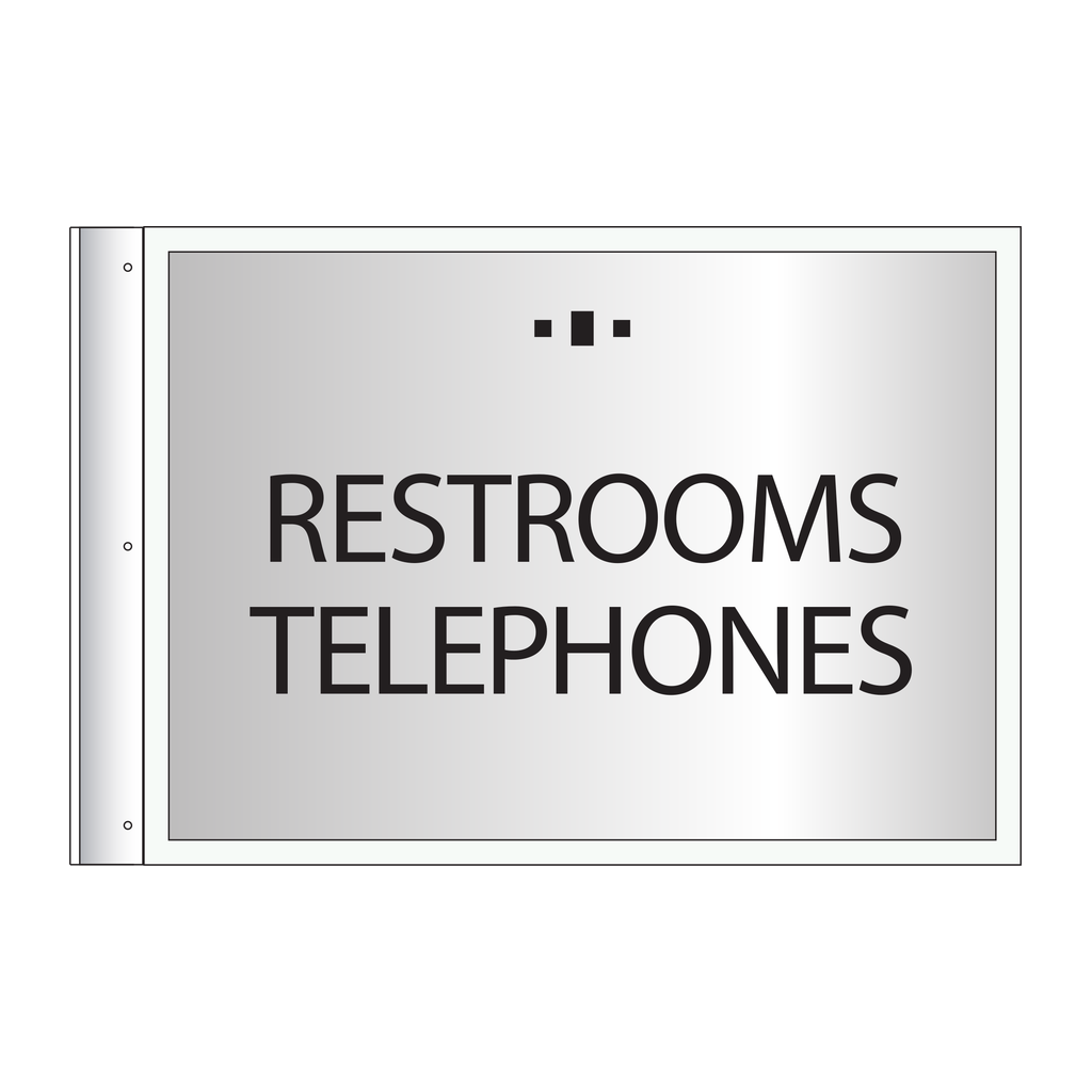 Marriott Flag Sign - Restrooms Telephones (Silver Face)