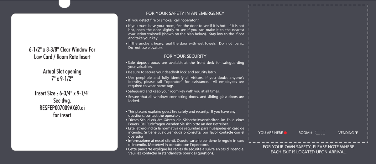 Residence Inn Guestroom Evacuation Plan with Insert (Horizontal)
