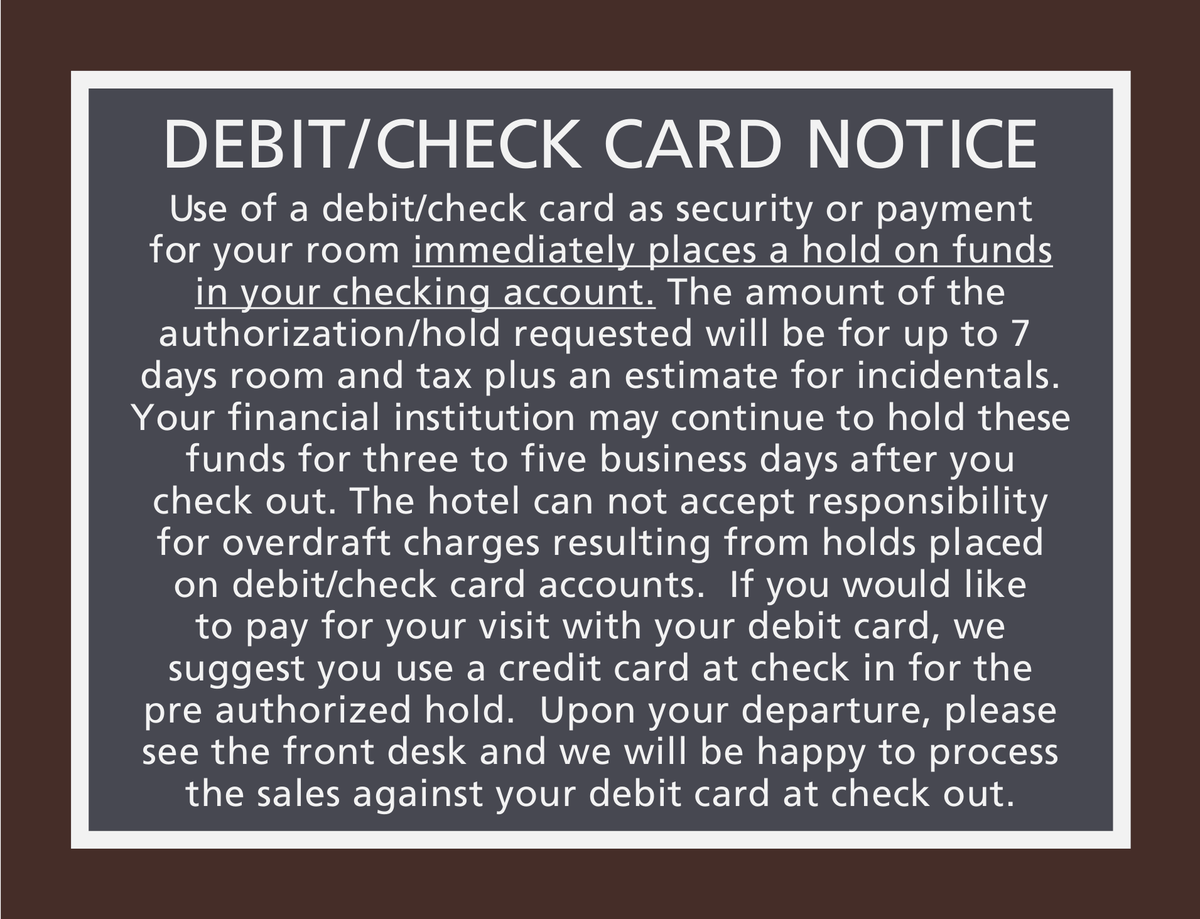 Residence Inn Debit/Check Card Notice