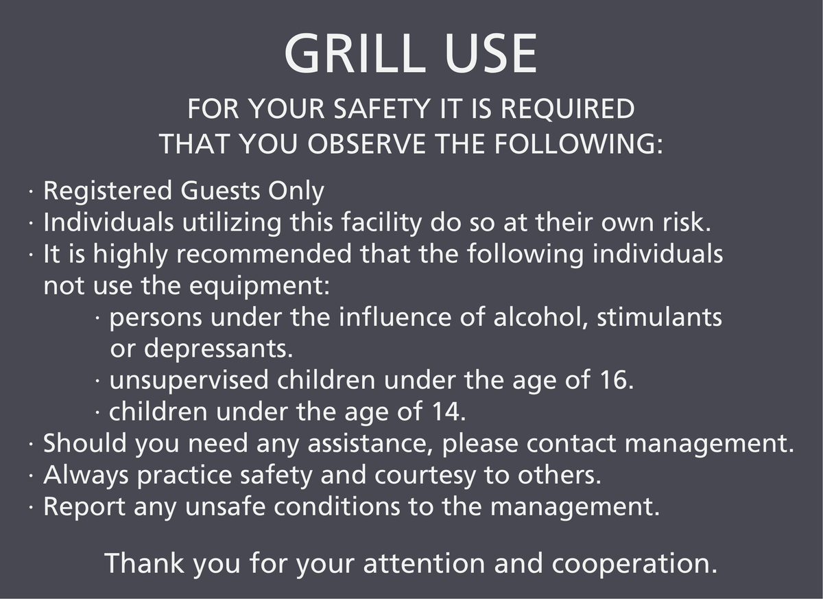 Residence Inn Informational - Grill Use