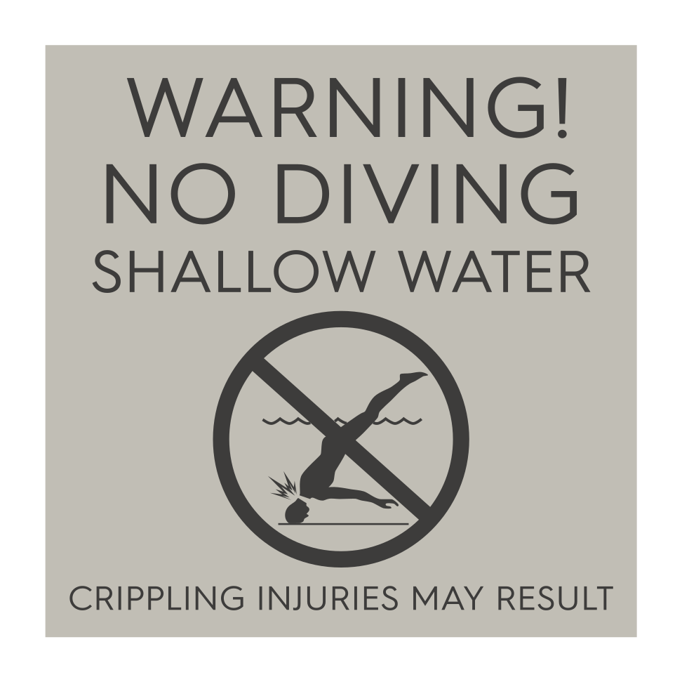 TownePlace Suites Warning! No Diving Shallow Water Crippling Injuries May Result - Wall Mount