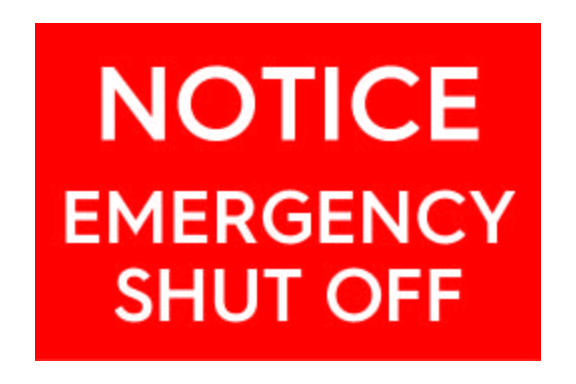 TownePlace Suites Informational Sign - Notice Emergency Shut Off