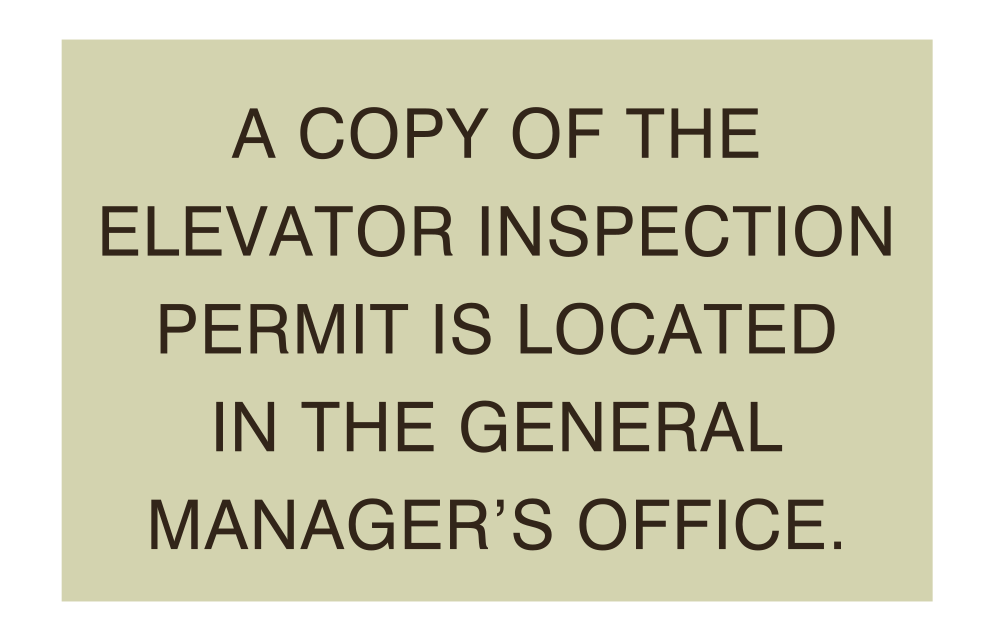 SpringHill Suites Informational - Elevator Inspection Permit