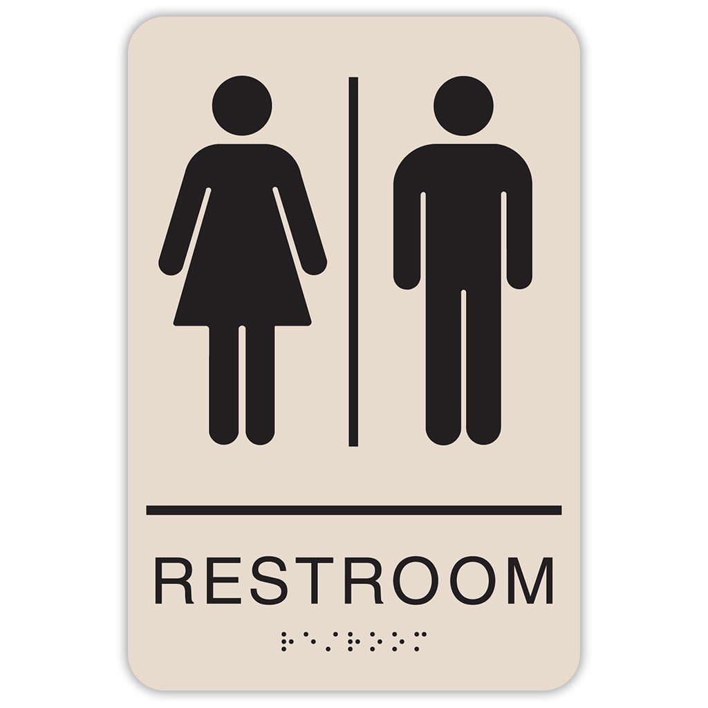 Publix Unisex Restroom Signs, Rounded Corners - Taupe