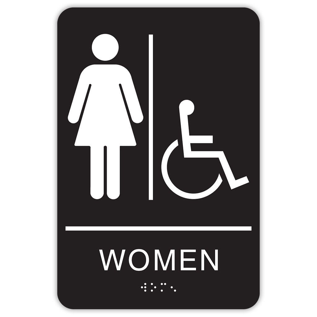 Publix Women Accessible Signs, Rounded Corners - Black