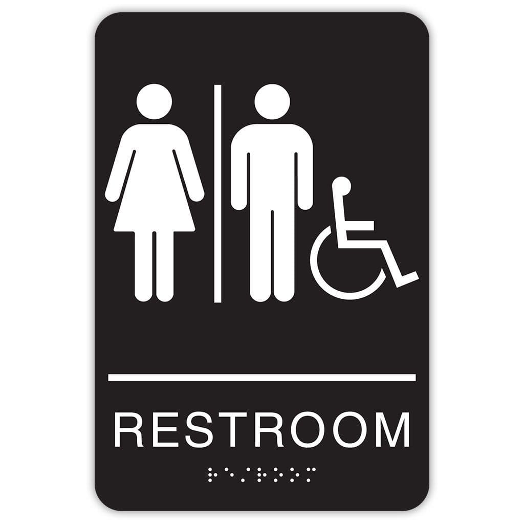 Publix Unisex Restroom Accessible, Rounded Corners - Black