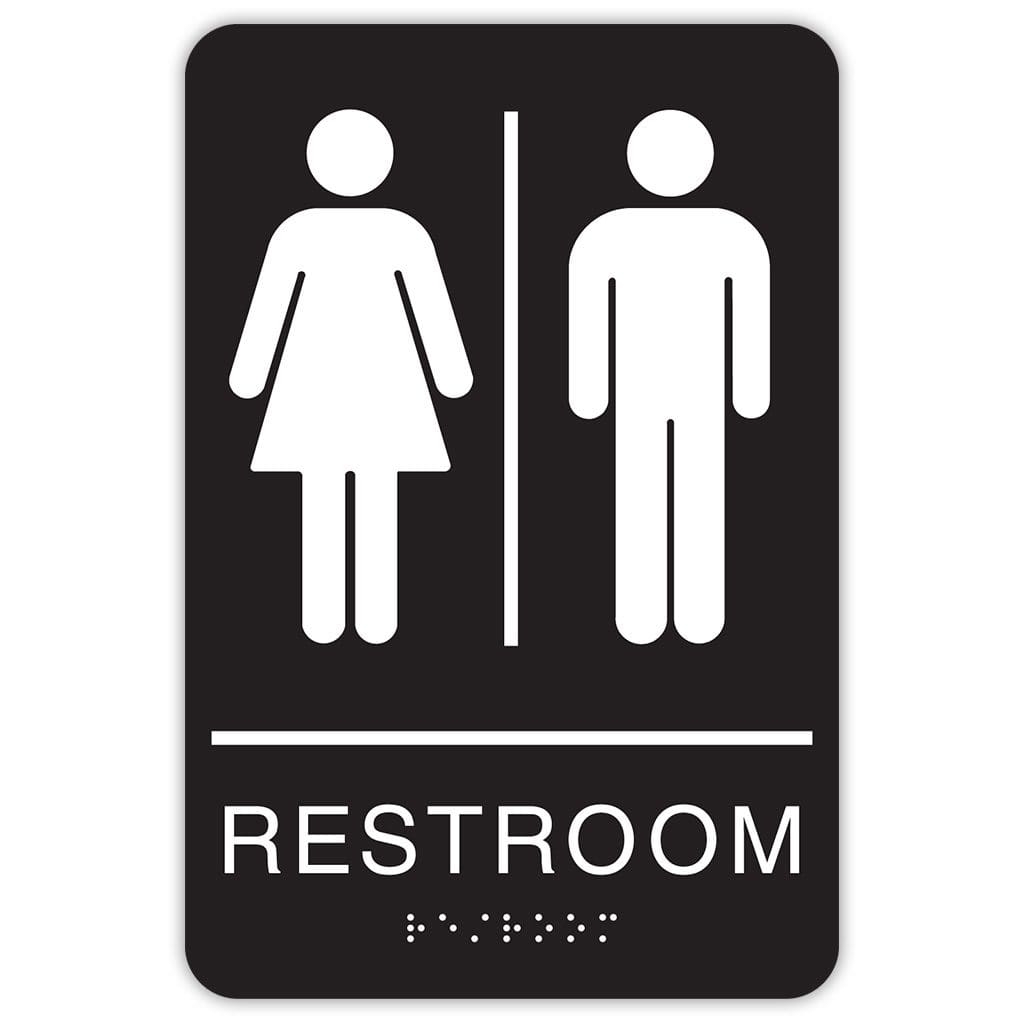 Publix Unisex Restroom Signs, Rounded Corners - Black