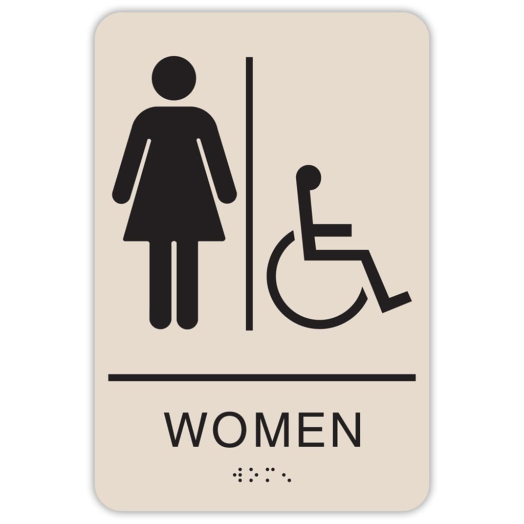 Publix Women Accessible Signs, Rounded Corners - Taupe