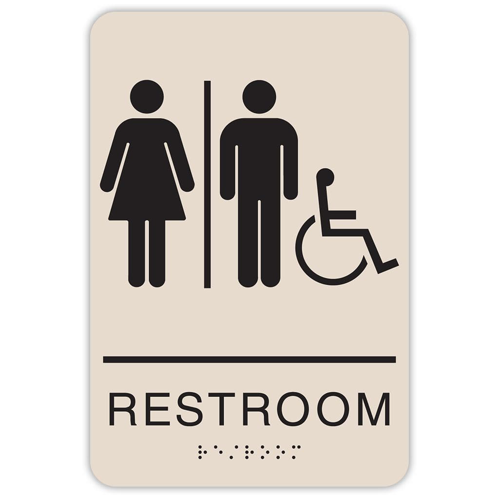 Publix Unisex Restroom Accessible, Rounded Corners - Taupe
