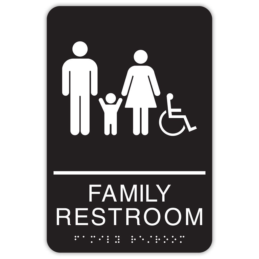Publix Family Restroom Signs, Rounded Corners - Black