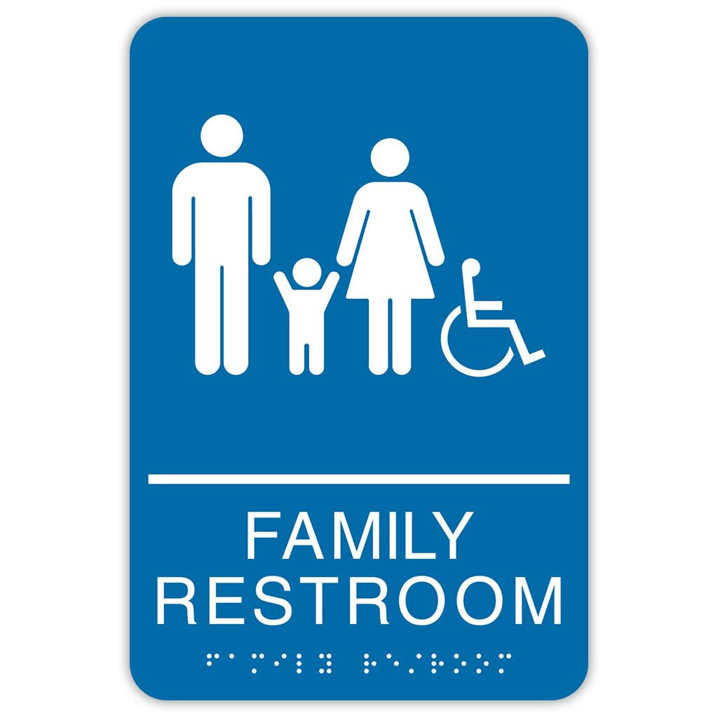 Publix Family Restroom Signs, Rounded Corners - Blue