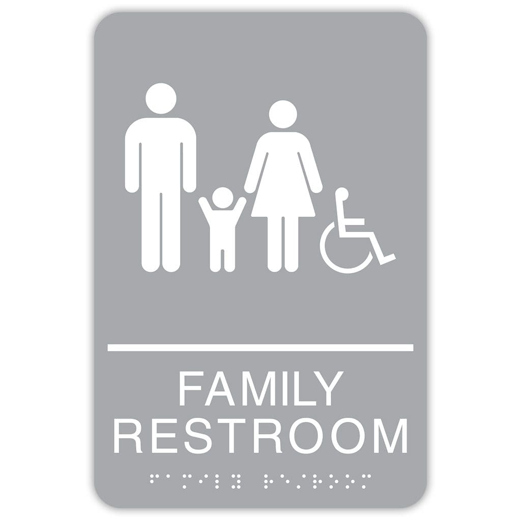 Publix Family Restroom Signs, Rounded Corners - Light Grey