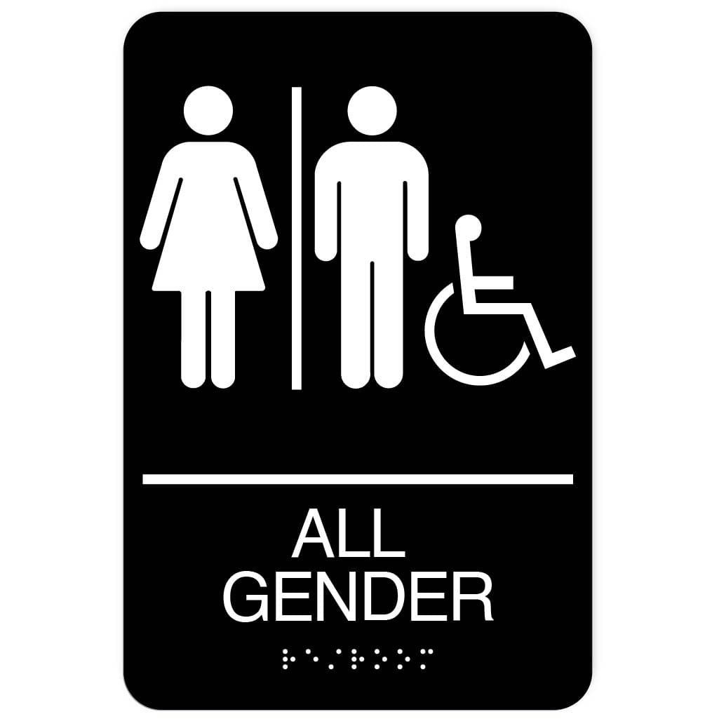 Publix All Gender Restroom Sign, Accessible, Rounded Corners - Black