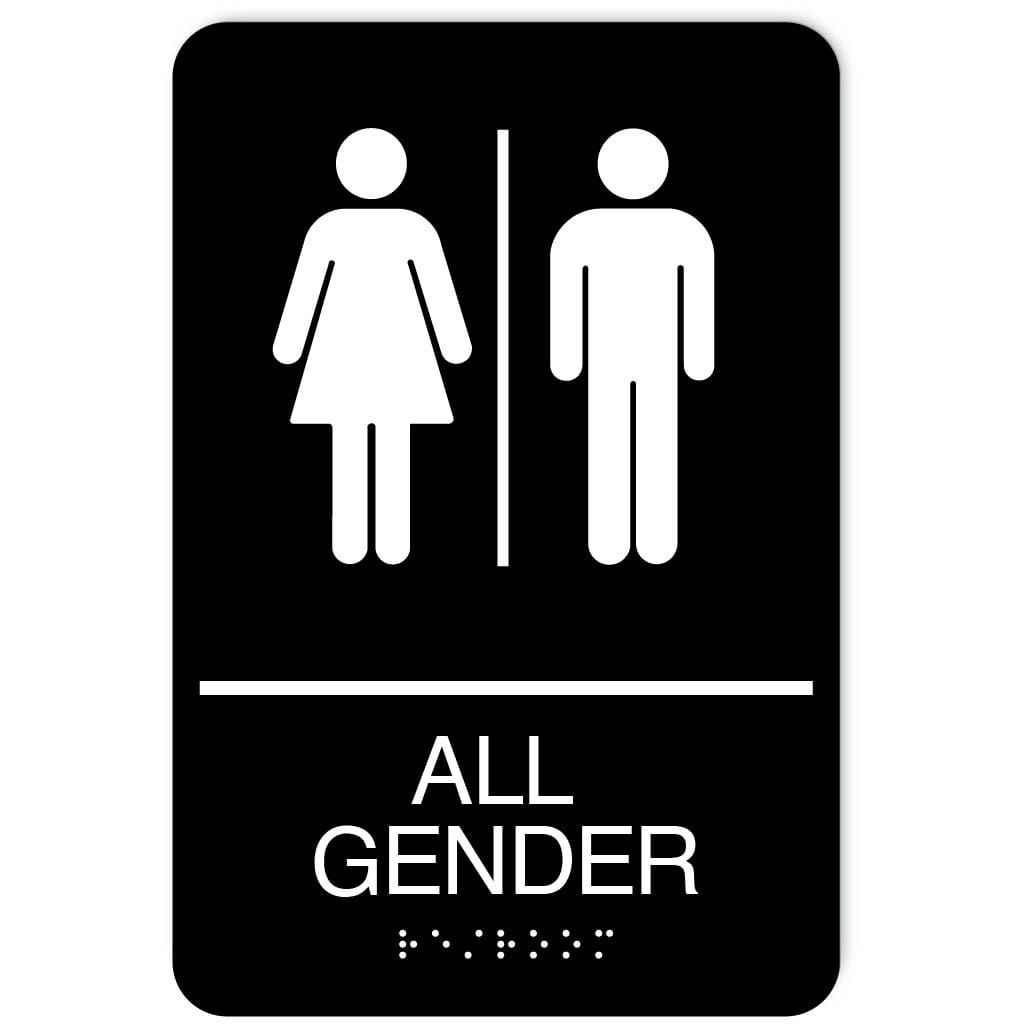 Publix All Gender Restroom Signs, Rounded Corners - Black