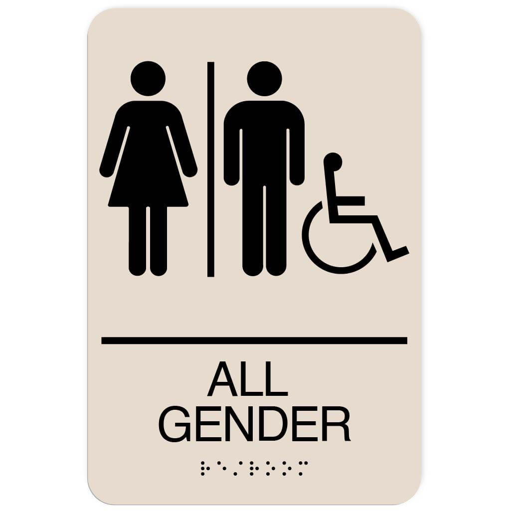 Publix All Gender Restroom Sign, Accessible, Rounded Corners - Taupe