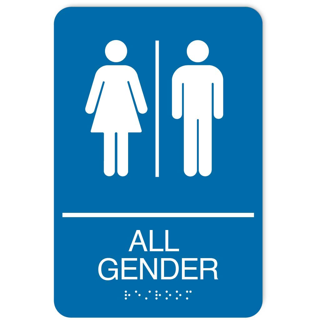 Publix All Gender Restroom Signs, Rounded Corners - Blue