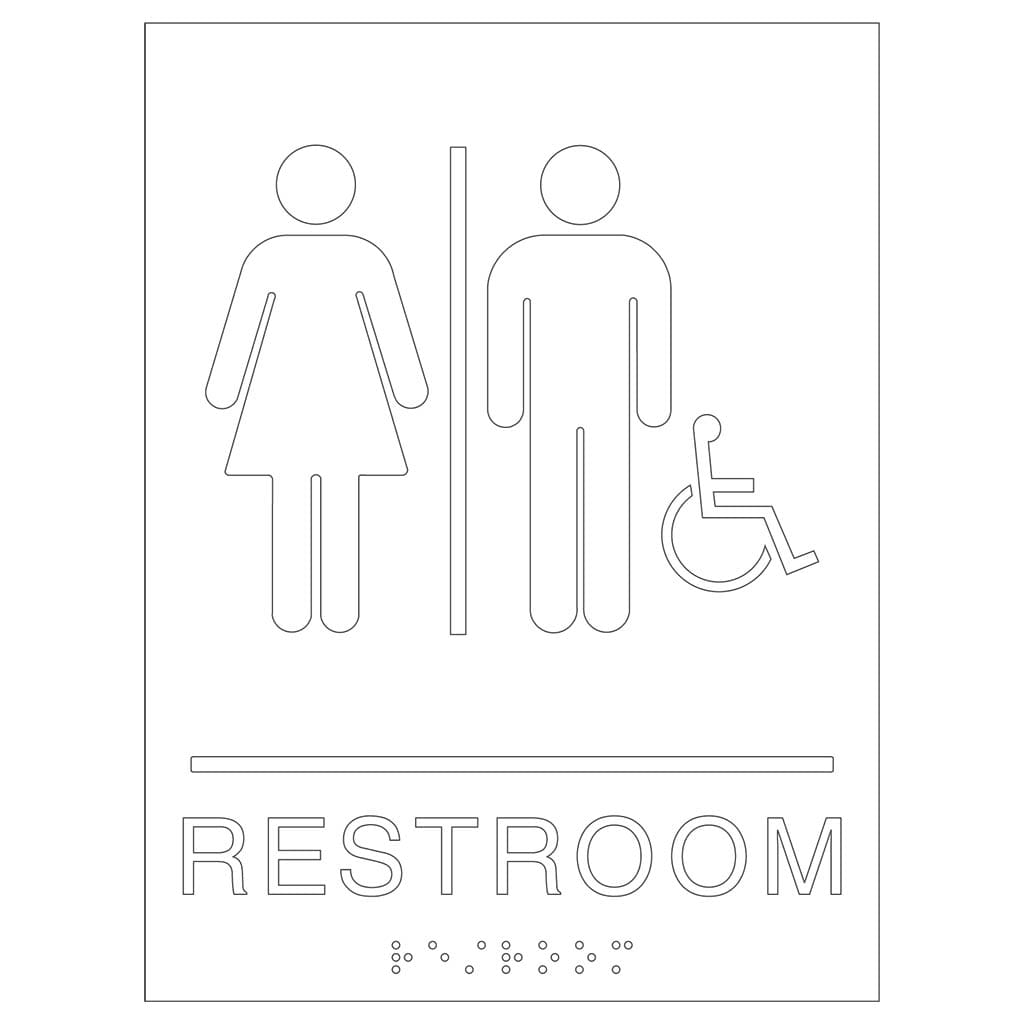 Publix Unisex Restroom Accessible, Square Corners - Clear