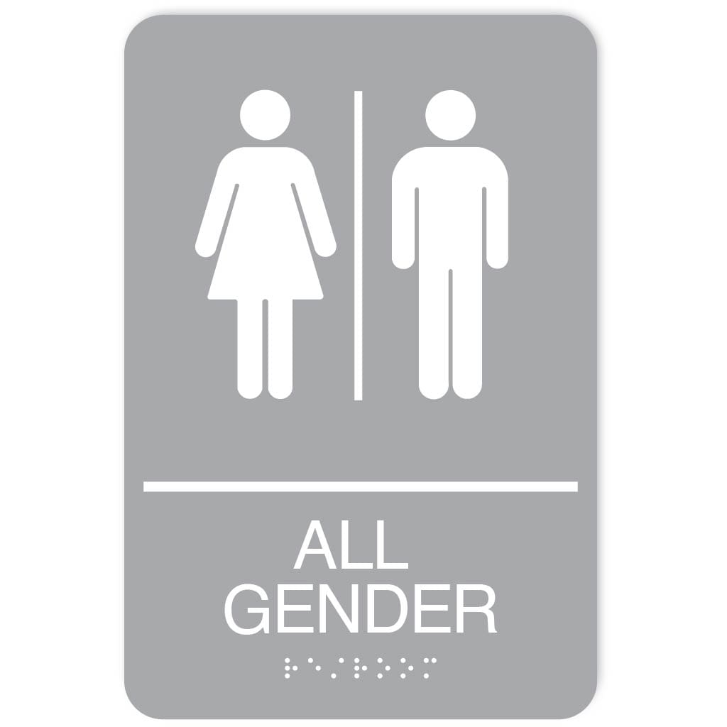 Publix All Gender Restroom Signs, Rounded Corners - Light Grey