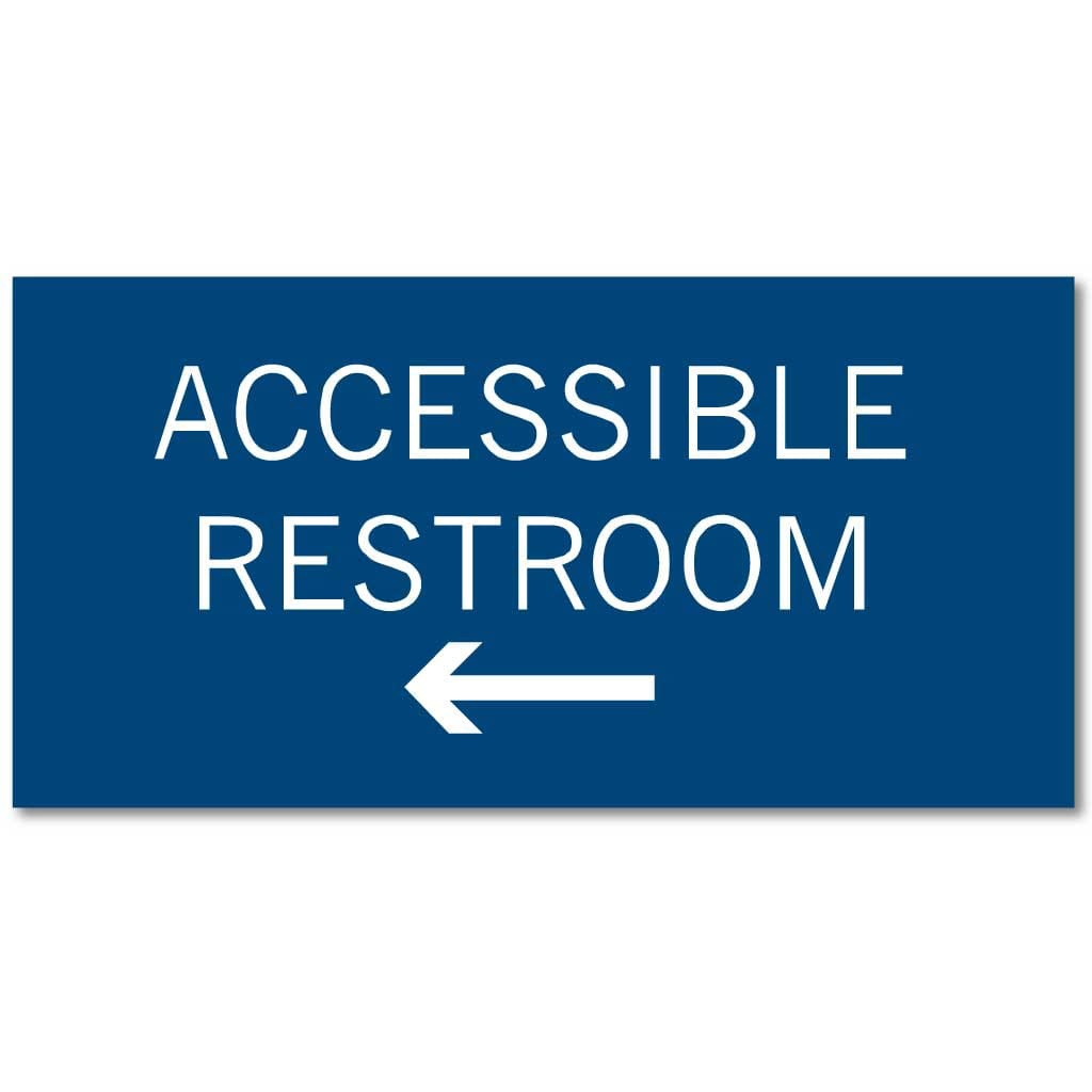 Publix Accessible Restroom Directional, Square Corners - Blue - Left