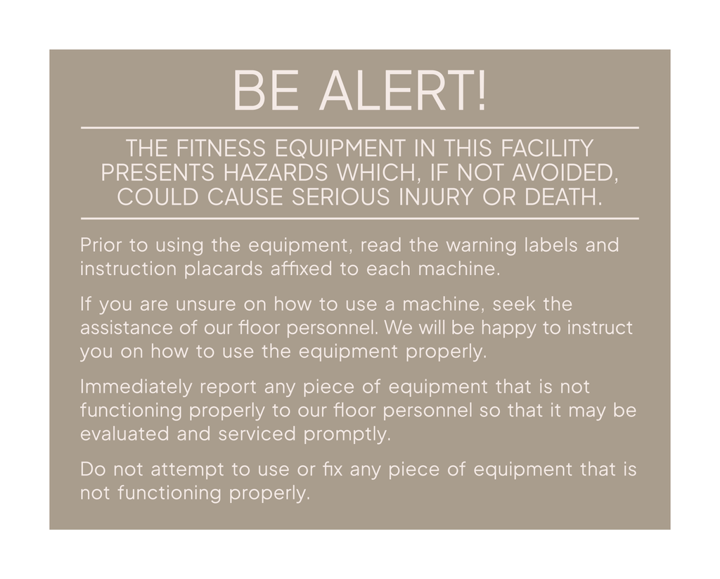 Hyatt Select Fitness Center Guidelines