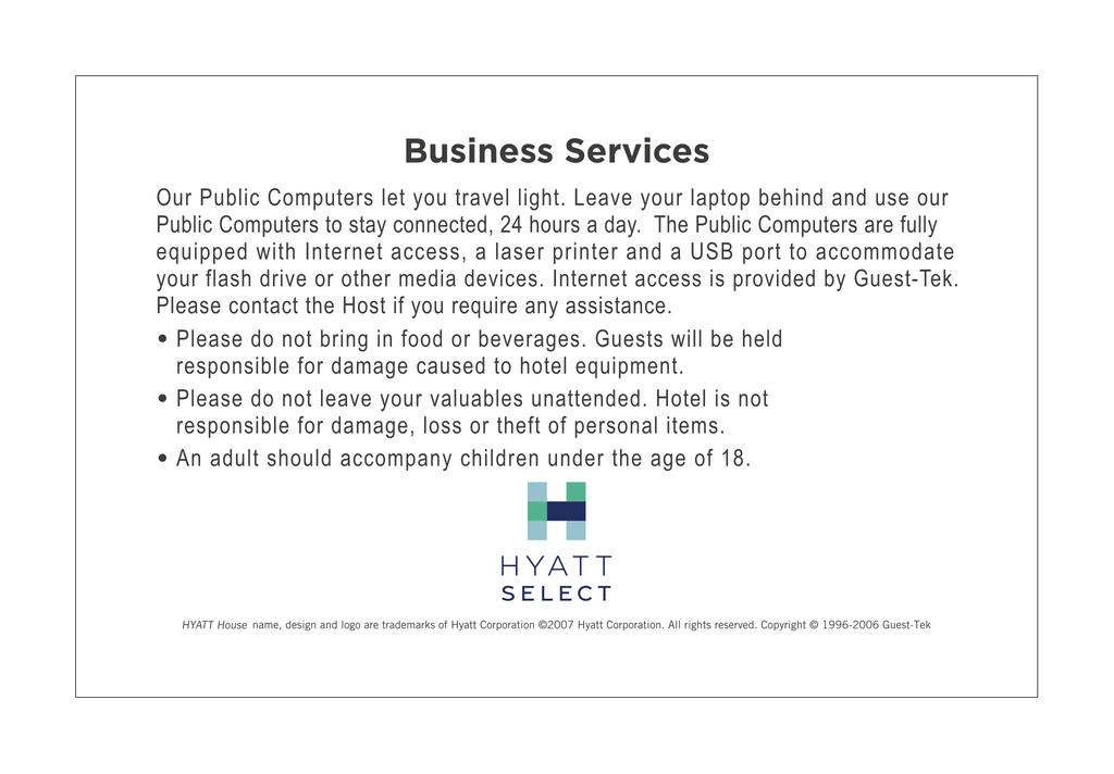 Hyatt Select Informational - Business Services Insert