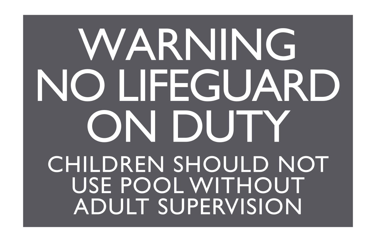 AC Hotel Pool Sign - Warning No Lifeguard on Duty