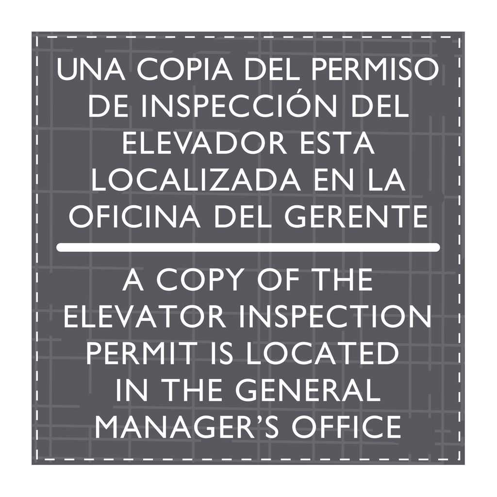 AC Hotel Informational Sign - Elevator Inspection Permit Location (Bilingual)