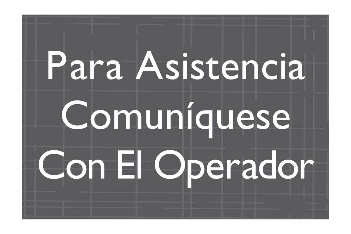 AC Hotel Informational Sign - For Assistance Contact the Operator (Spanish)