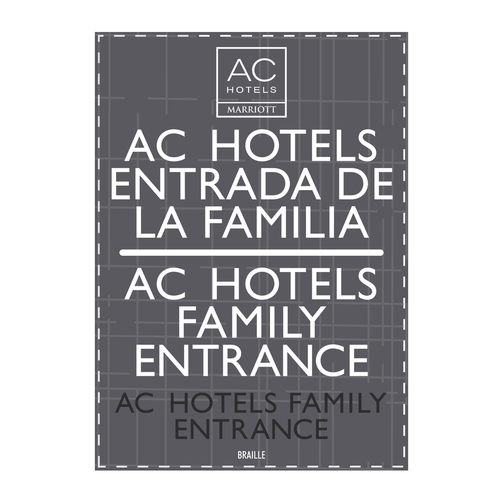 AC Hotel Room Identification Sign - AC Hotels Family Entrance (Bilingual)