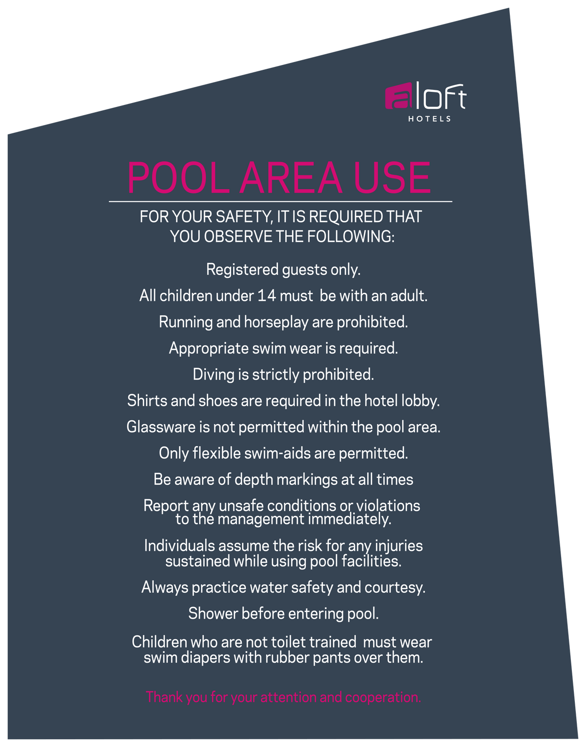 Aloft Pool Rules