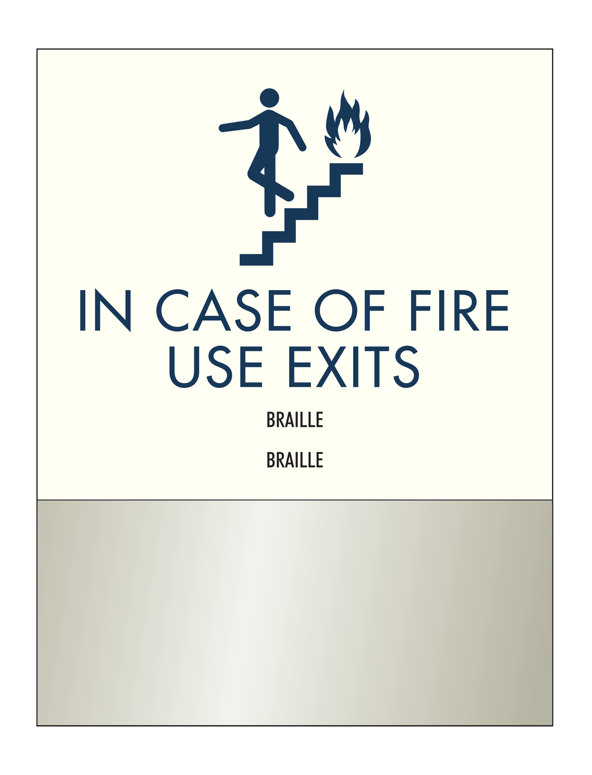 Clarion Pointe Fire & Stair Safety - In Case of Fire Use Exits (Brushed Aluminum)