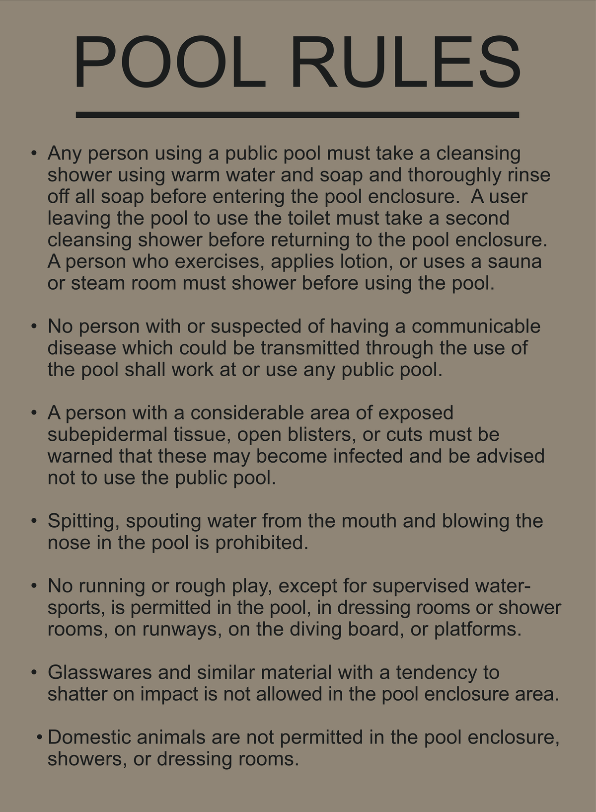 Country Inn & Suites Pool Rules (Witching Hour)