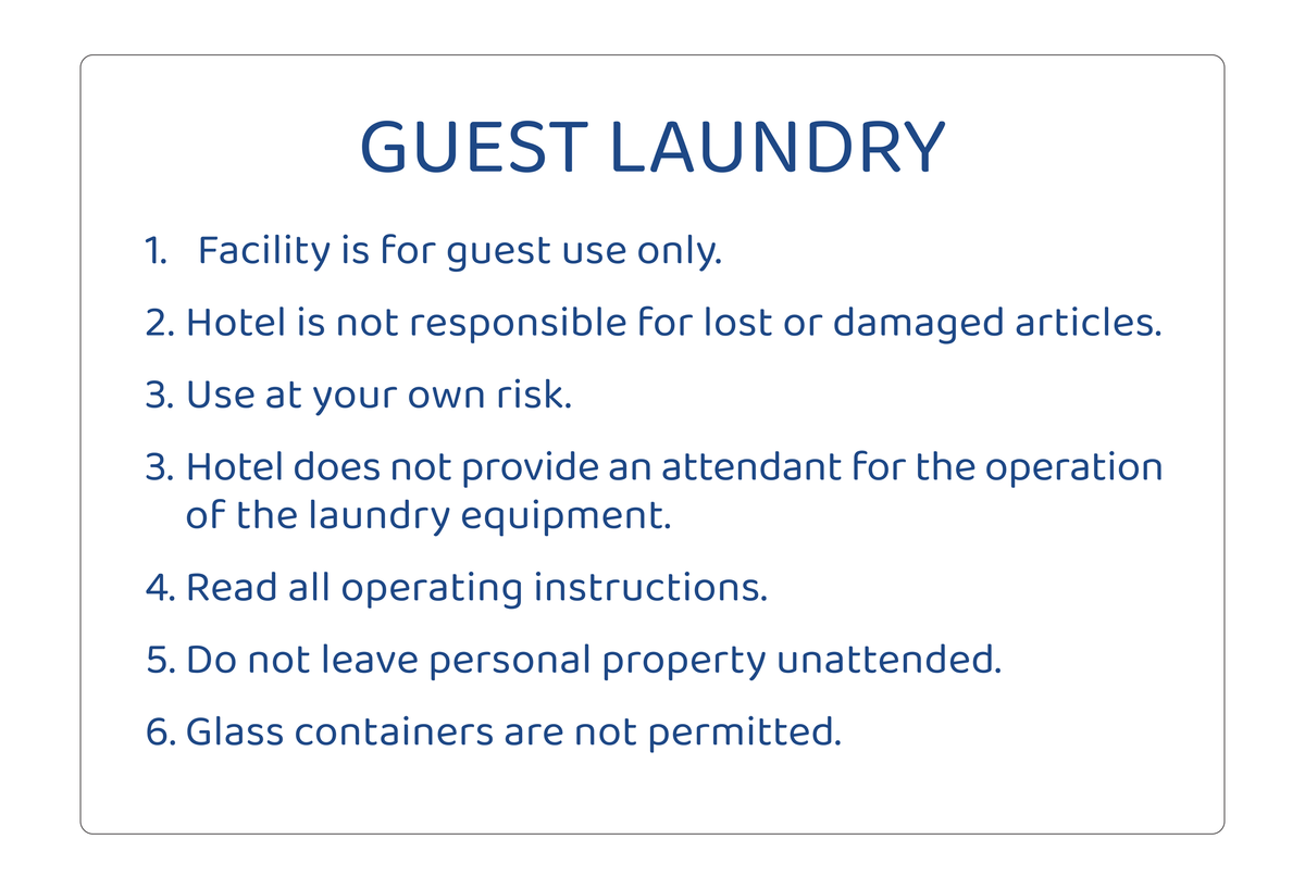 Days Inn Guest Laundry Rules