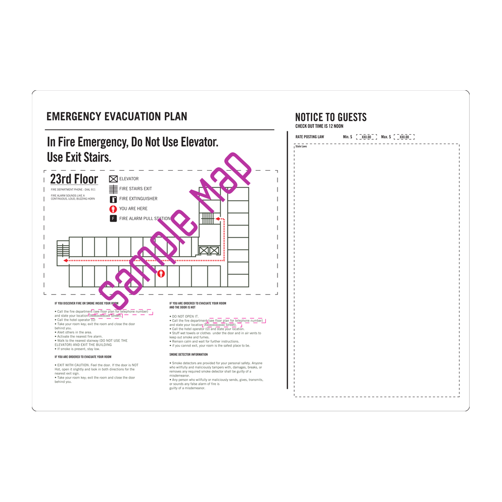 Moxy Fire Evacuation Plan - Guest Room