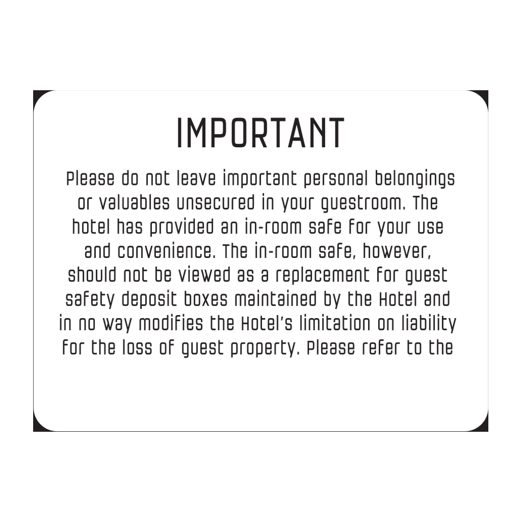 Moxy Decal - Valuables Notice (White)