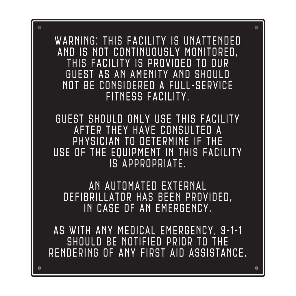 Moxy Fitness Center Guidelines - Unattended Facility (Black)