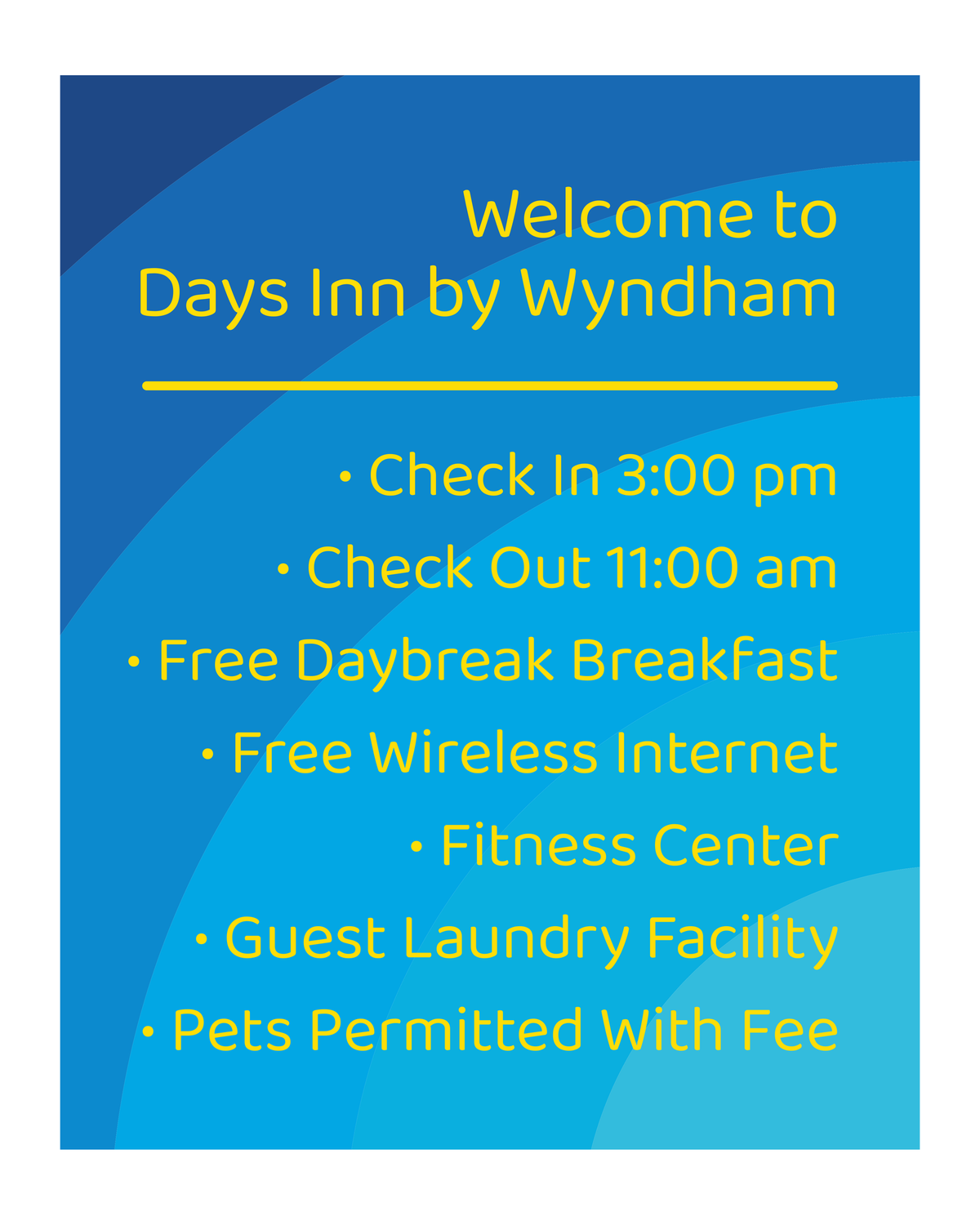 Days Inn Welcome/Amenities (Blue Rectangle)