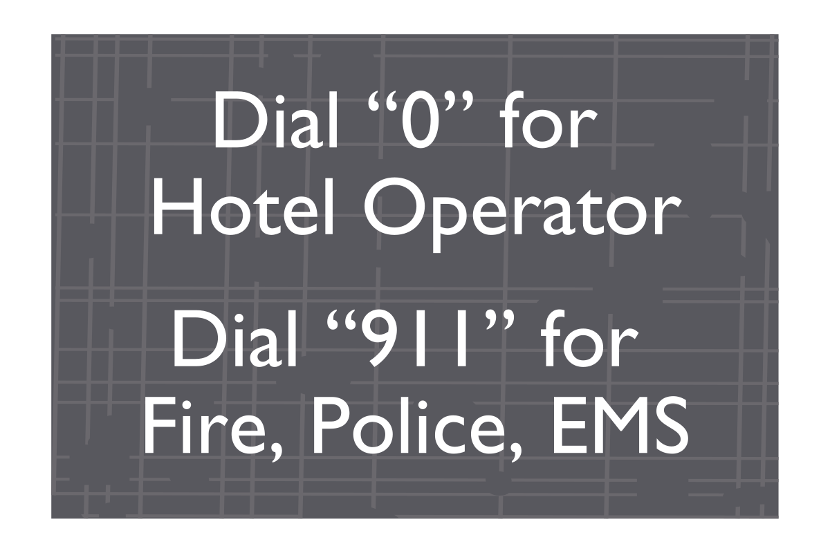 AC Hotel Informational Sign - Dial for Operator / Emergency