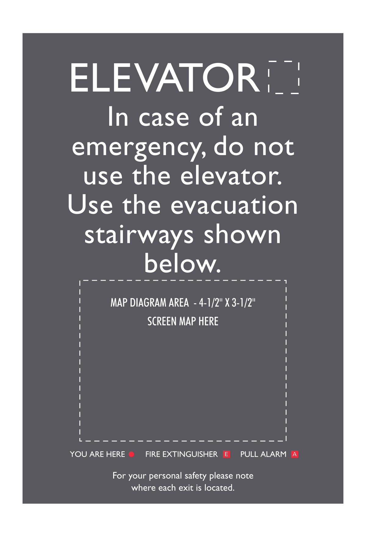 AC Hotel Elevator Evacuation Map Sign (BOH)
