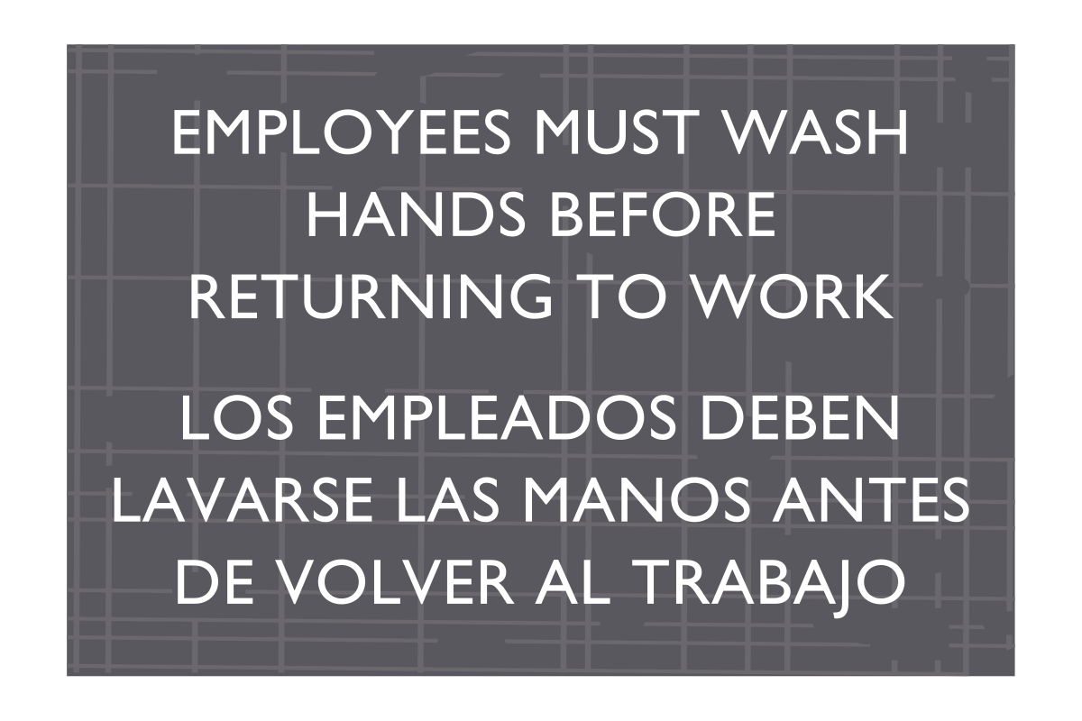 AC Hotel Informational Sign - Employees Must Wash Hands (Bilingual)