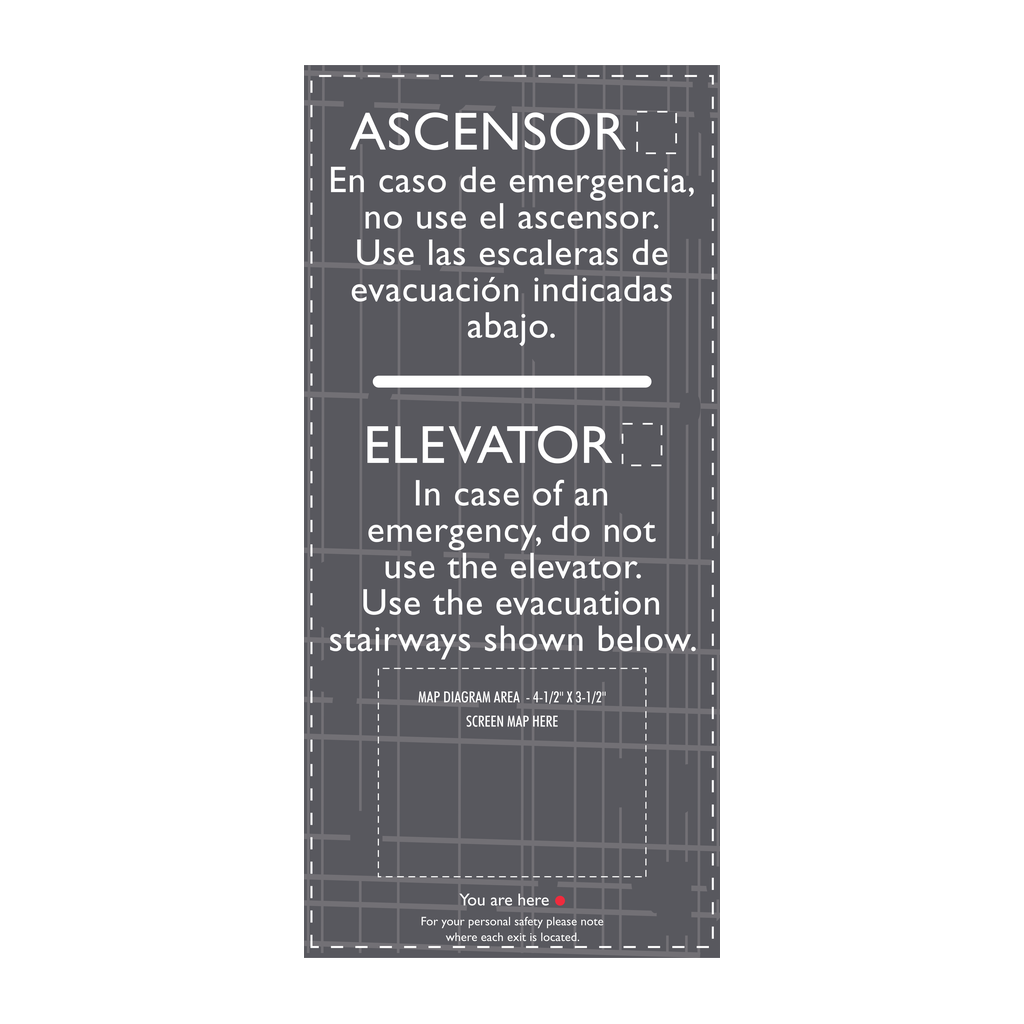 AC Hotel Elevator Evacuation Map Sign - Evacuation Stairways (Bilingual)