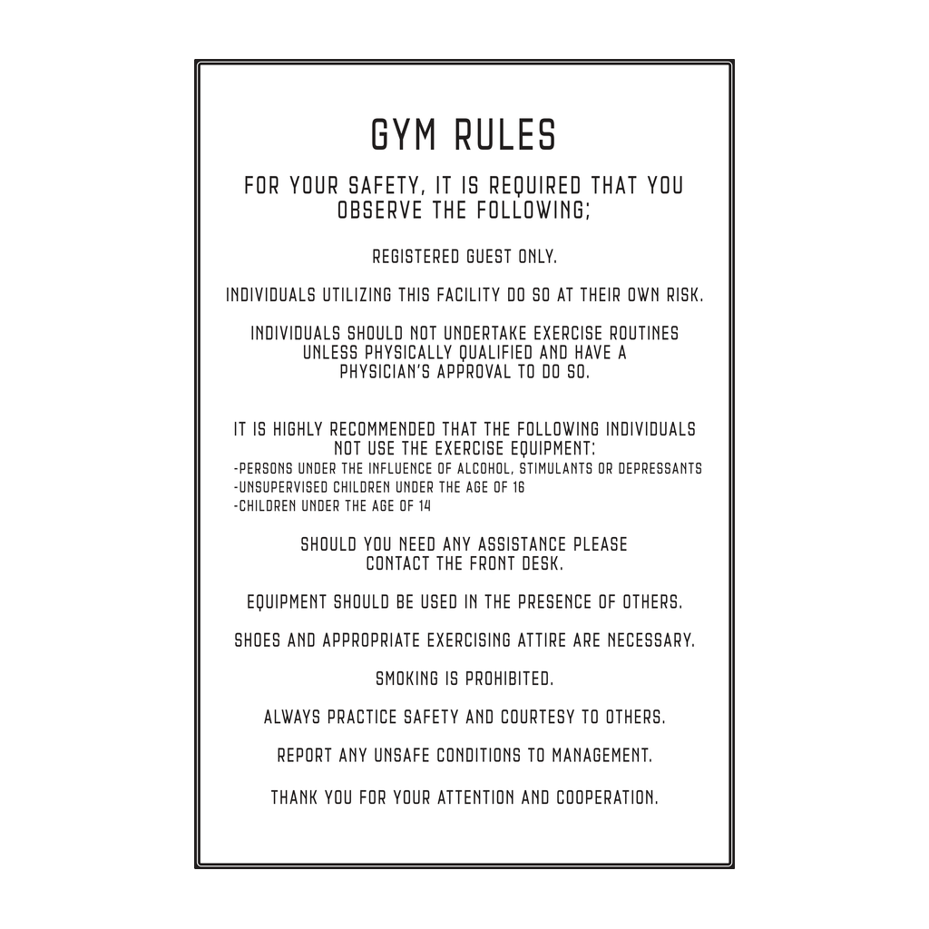 Moxy Fitness Center Guidelines - Gym Rules (White)
