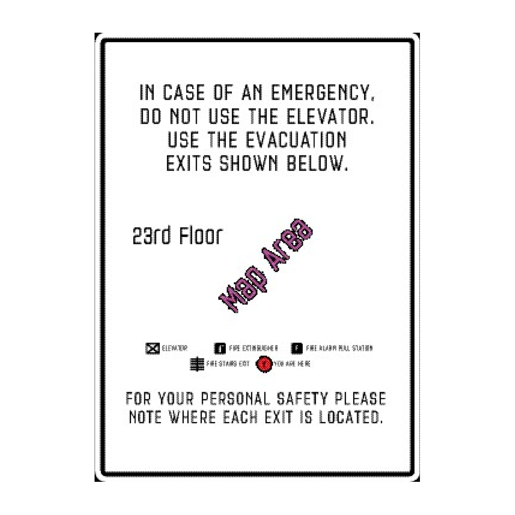 Moxy Fire Evacuation Plan - Elevator - BOH (White)
