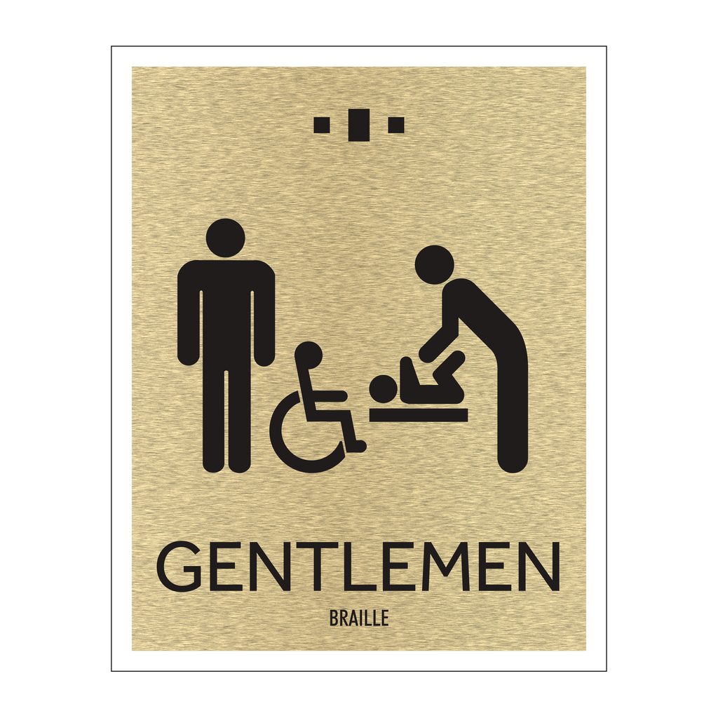 Marriott 1 Line Restroom ID Sign - Gentlemen Accessible With Changing Station (Gold Face)