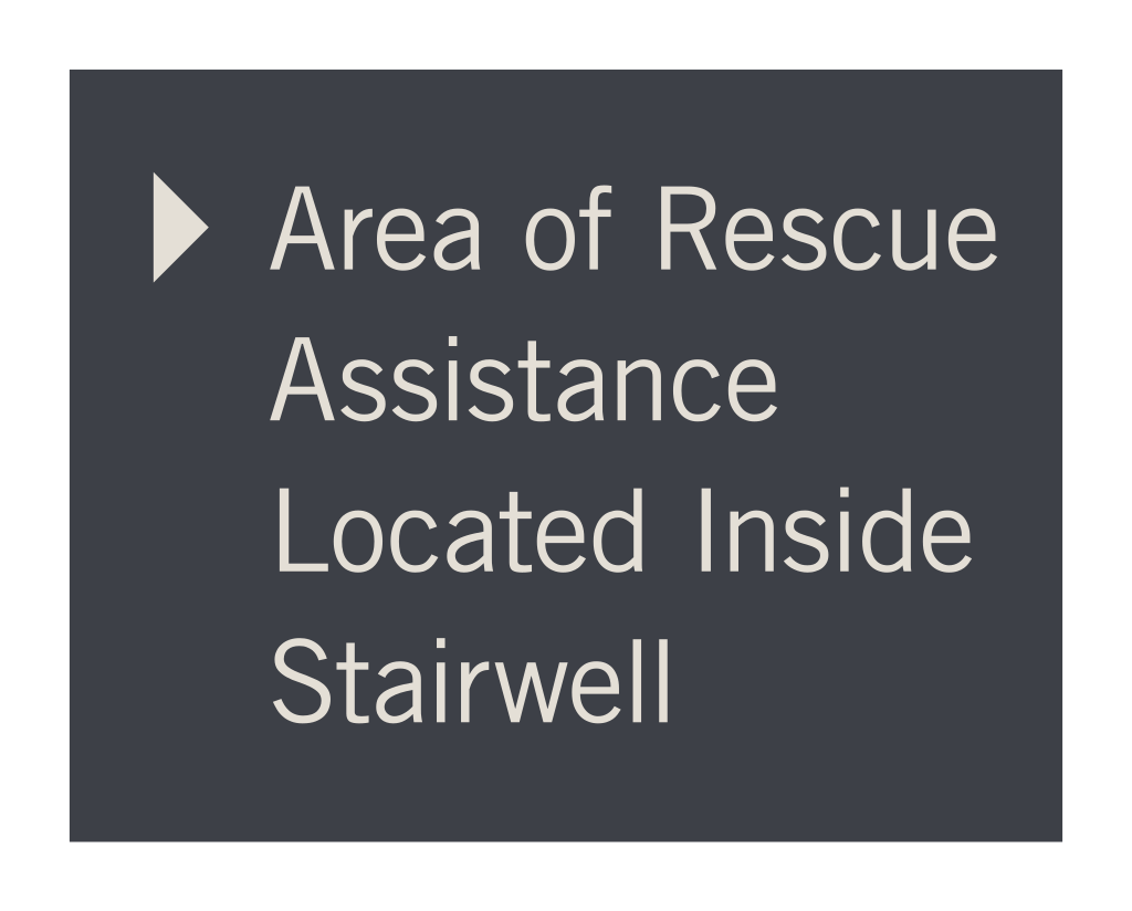 Hyatt Place 2019 Area of Rescue Assistance Located Inside Stairwell with Right Pointing Arrow