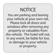 Marriott Warning Sign for Parking Lot (Silver Face)