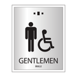 Marriott 1 Line Restroom ID Sign - Gentlemen Accessible (Silver Face)