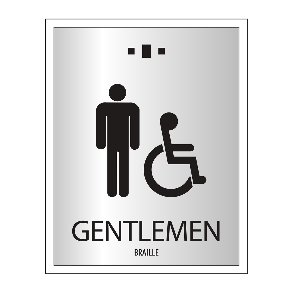 Marriott 1 Line Restroom ID Sign - Gentlemen Accessible (Silver Face)